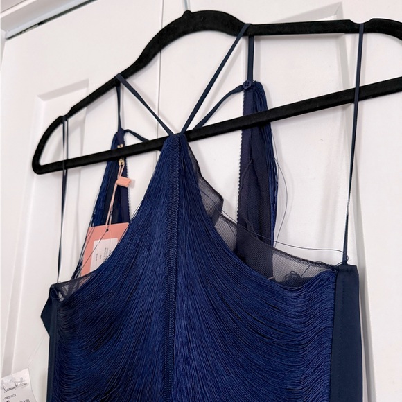 Cult Gaia Renata Fringe Gown Ink Navy Blue NEW with tags - Picture 5 of 13